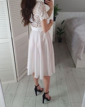 Little mistress biała sukienka midi z koronką 38 M