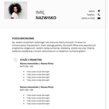 Gotowy szablon CV-wzór dla studentów 