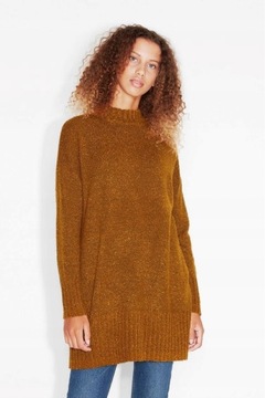 Monki żółty musztardowy długi oversize sweter H&M
