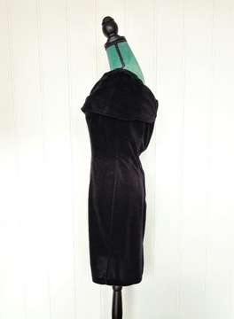 Czarna sukienka vintage M 38 Diana welur welurowa 