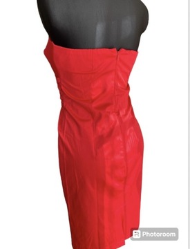 Piękna sukienka Marks & Spencer M&S czerwona S / M gorsetowa 97% bawełna