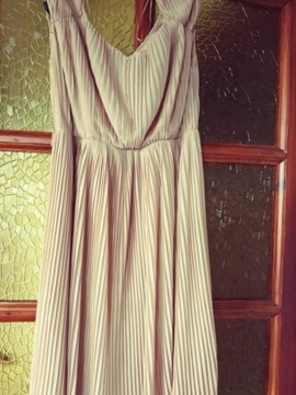 Sukienka damska H&M bezowa 38 plisowana 