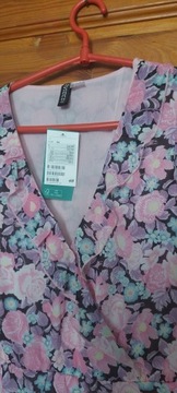 Sukienka kwiatowa liliowa letnia (34) H&M 