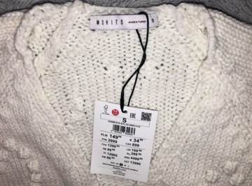 Nowy sweter Mohito, roz S, 36, krótki kardigan beż