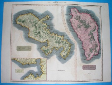 1817 giga MAPA KARAIBY MARTYNIKA DOMINIKA oryginał 