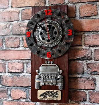 Duży zegar 50 cm 4x4 Off Road Loft Patyna