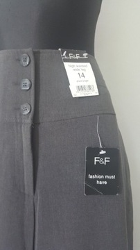 F&F Szare klasyczne spodnie Do pracy Szwedy Basic W kant 42 XL