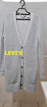 Sweter Levi's long szary guziki XS bdb kieszonki