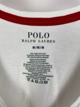 T-shirt w serek Polo Ralph Lauren M biały