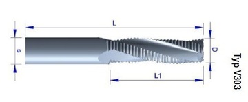  Frez VHM spiralny zgrubny Z=3, D=12; L1=32; L=80 