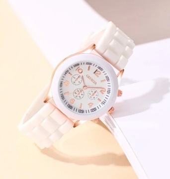 Elegancki luksusowy zegarek GENEVA biały