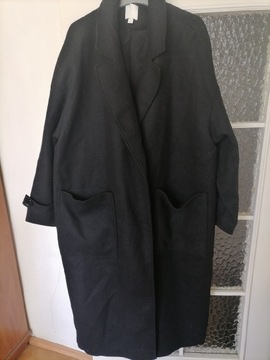 H&M, 44/XXL płaszcz z wełną oversize czarny