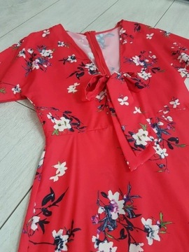 Parisian Tall czerwona sukienka w kwiaty 40 L