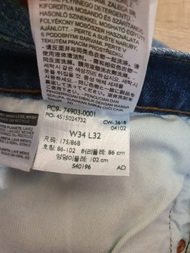 Spodnie jeansowe Levis Lot LEJ 512 W34 L32 M L