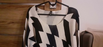 HIT SWETER H&M WZÓR GEOMETRYCZNY ROZMIAR L/40