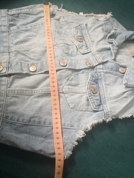 Jeansowa dżinsowa krótka postrzępiona kamizelka 
