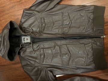 Brown Vintage leather jacket River Island size M
