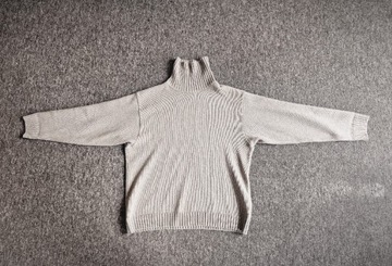 Sweter golf wełna bawełna brązowy szary oversize 