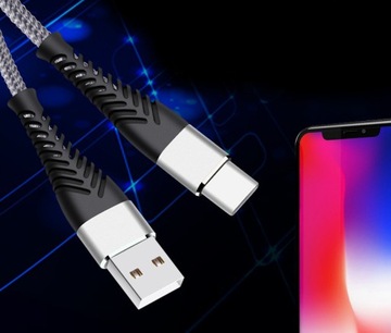 Kabel ładowarka USB typ C USB-C 2m / QC 3.0 / 2.4A