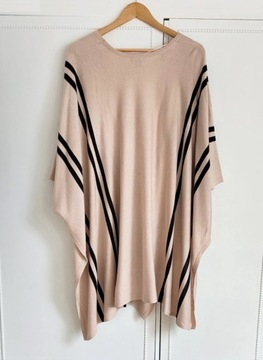 Poncho beżowe brązowe H&M narzutka sweter oversize