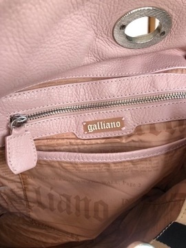 Duża torebka Galliano, płótno i skóra naturalna