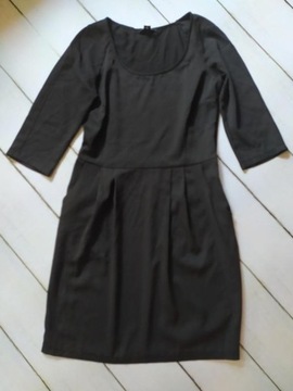 Sukienka mała czarna plisowana kieszenie 3/4 XL42