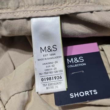 Szorty chino damskie M&S 100% bawełna beżowe 52