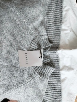 Szary miękki sweter z elementem koszuli Mohito M