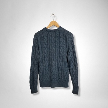 Sweter wełniany warkocz GAP lambswool granatowy S