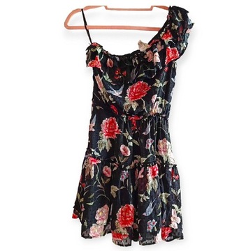 Letnia sukienka w kwiaty na jedno ramię H&M XS 