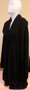 długi sweter z wełną, czarny, bukle, 50/52 evans