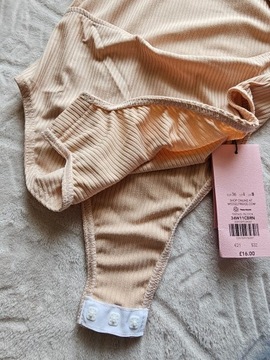 Beżowe body prążkowane Miss Selfridge Petites