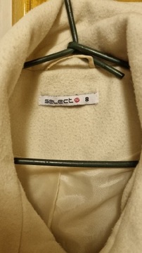 Płaszcz zimowy ecru, jednorzędowy, r 36/38, Select