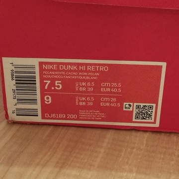 Nike dunk high chocolate męskie sneakersy r. 40.5