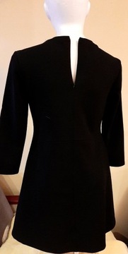 czarna klasyczna sukienka z koronką, xs.