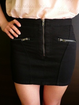 Czarna spódniczka spódnica z zamkami H&M 34 XS