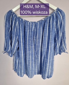 Letnia niebieska bluzka z wiskozy, H&M,  L-XL