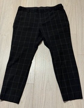 H&M spodnie w kratę męskie czarny rozmiar 38