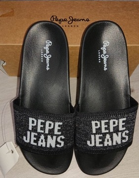 Klapki PEPE JEANS Black Slider Knit  r. 40