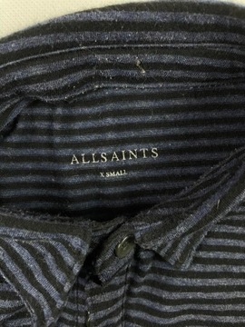 Koszulka Polo w paski Allsaints S granatowa