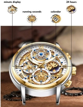 Zegarek kwarcowy LIGE męski modny chronograf