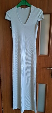 Sukienka letnia długa szara z rozporkiem 