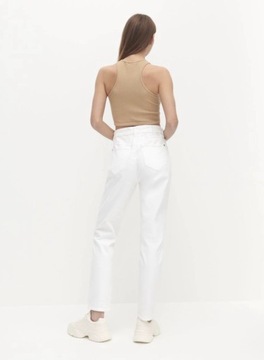 Białe eco jeansy nowe RESERVED 38 mom slim forma