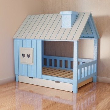 Lozeczko łóżko drewniane domek dla dzieci RATY