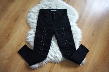 Topshop Jamie czarne spodnie rurki rock goth punk