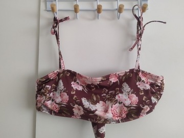 H&M BIKINI strój kąpielowy w kwiaty KOMPLET L XL