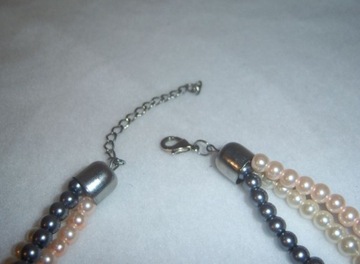Komplet perły naszyjnik i bransoletka trzy kolory