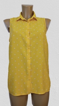 Żółta bluzka z wiskozy w białe kropki 38 Sinsay