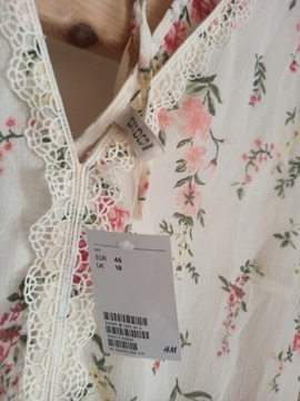 40 42 h&m dividet sukienka lekka kwiatki falbana