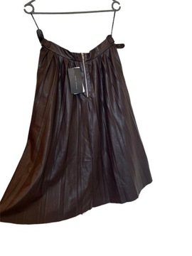 Plisowana spódnica z imitacji skóry ZARA burgund
